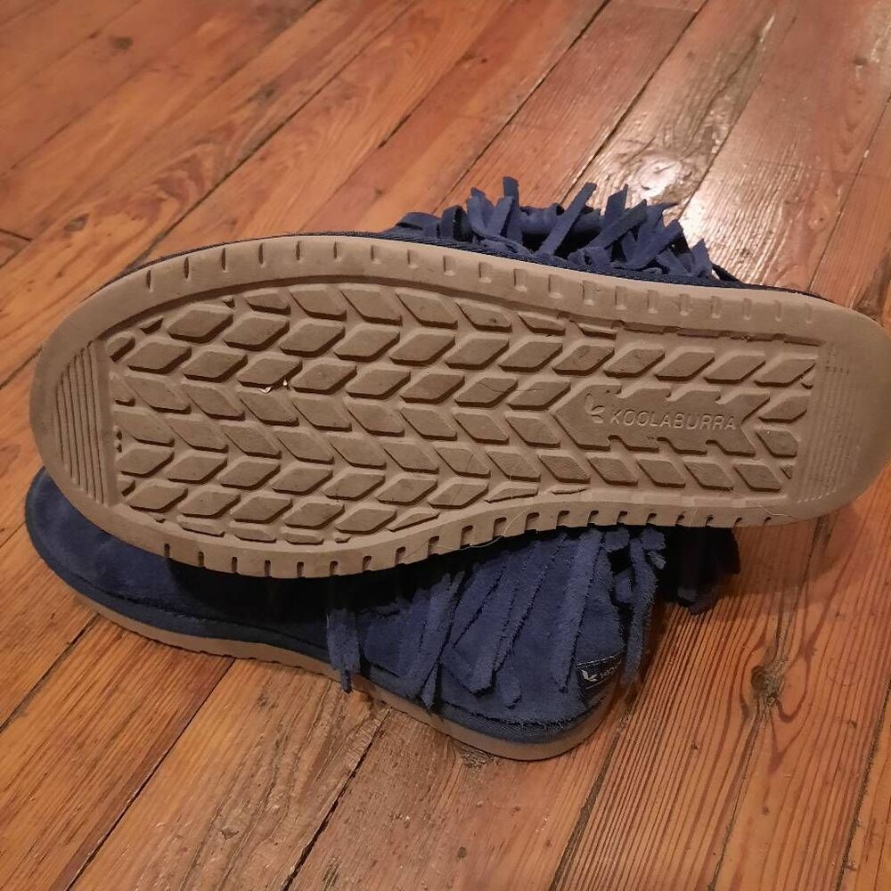Navy Blue Fringe Boots - Picture 3 of 5